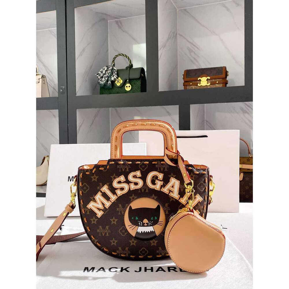 MACK JHARLES High-End Printed Basket Bucket Bag 2025 Autumn New Vintage Handbag for Women