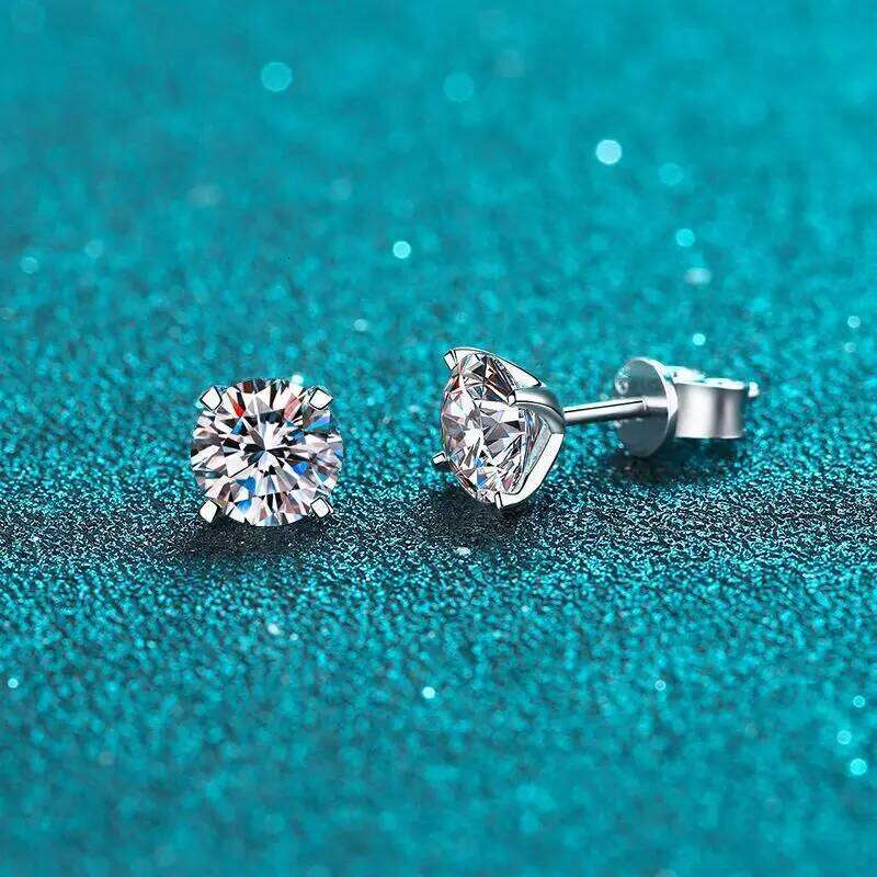 0.1-2ct Moissanite Earrings for Women Lab Grown Diamond Ear Studs 925 Sterling Silver Fine Jewelry Gift fe2