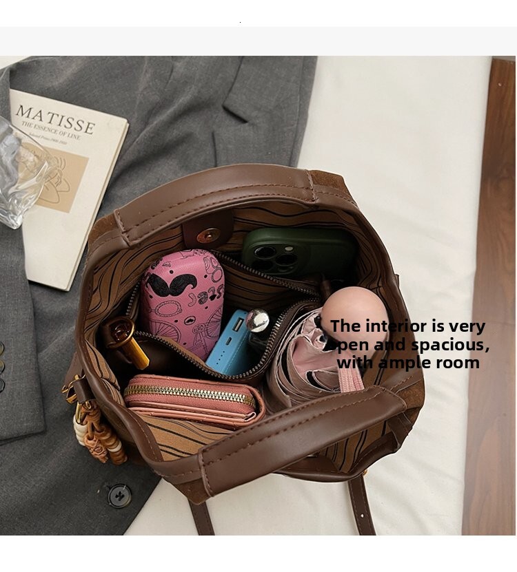 Small-scale vintage handbag with large capacity, single shoulder crossbody bag