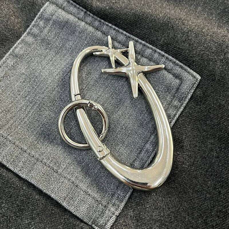 ZAKOL Y2K Punk Star Oval Essential Icon Carabiner Keychain Axe Shaped Mountaineering Car Key Ring Gothic Backpack Decor Jewelry