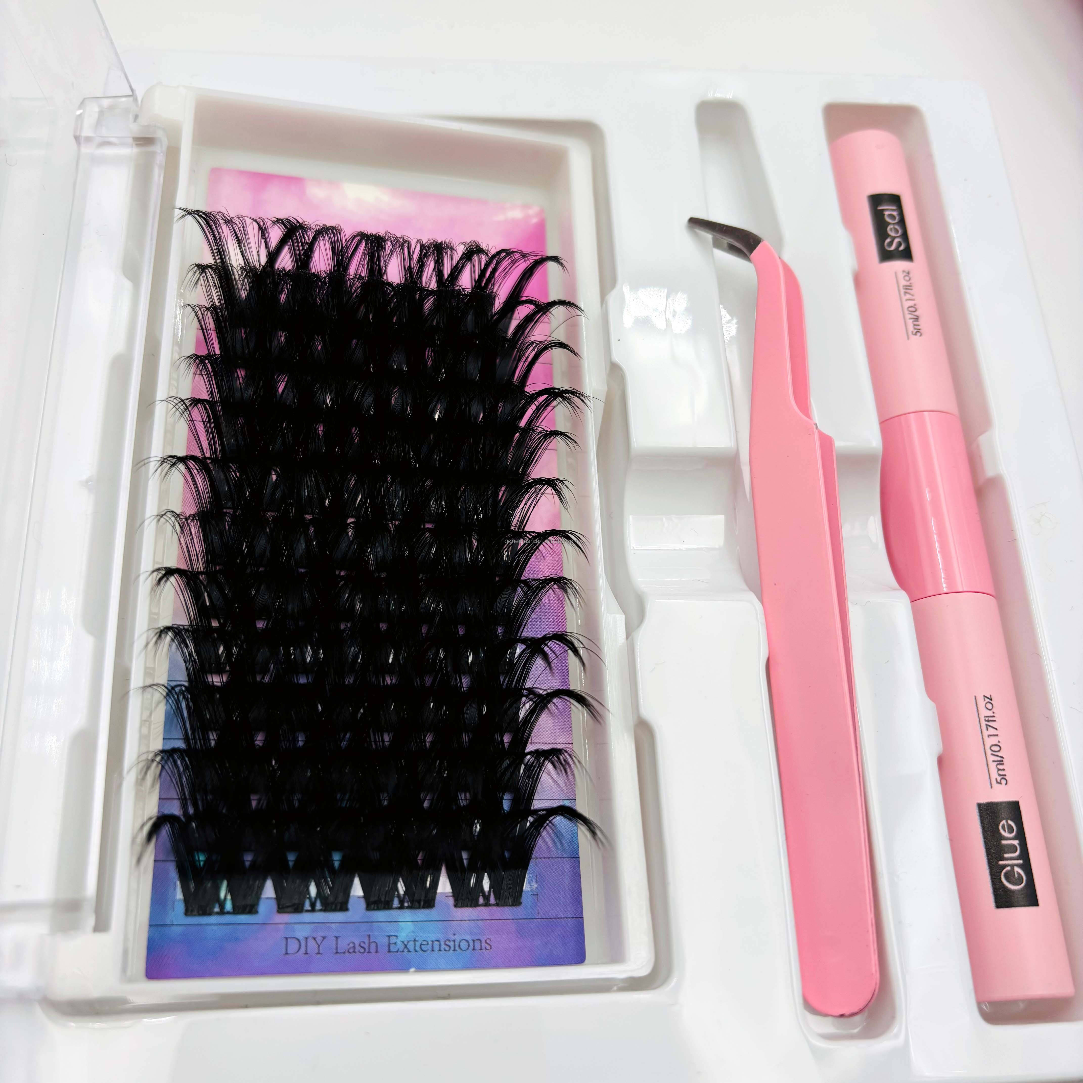 Hot Selling Customizable 3D Fluffy DIY Cluster Kit Soft Band Private Label Eyelash Extensions Segment Lashes