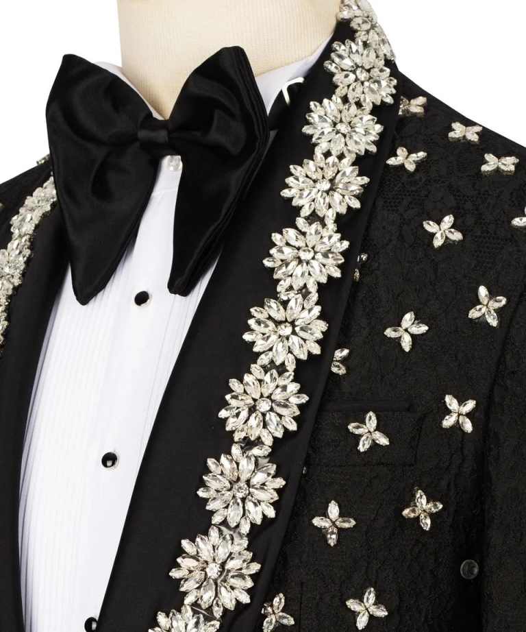 Luxury Male Tuxedo Wedding Business Spring Autumn Bespoke Men's Suits 2 Pieces Beaded Pearls Jacket+Pant Trajes De Hombre