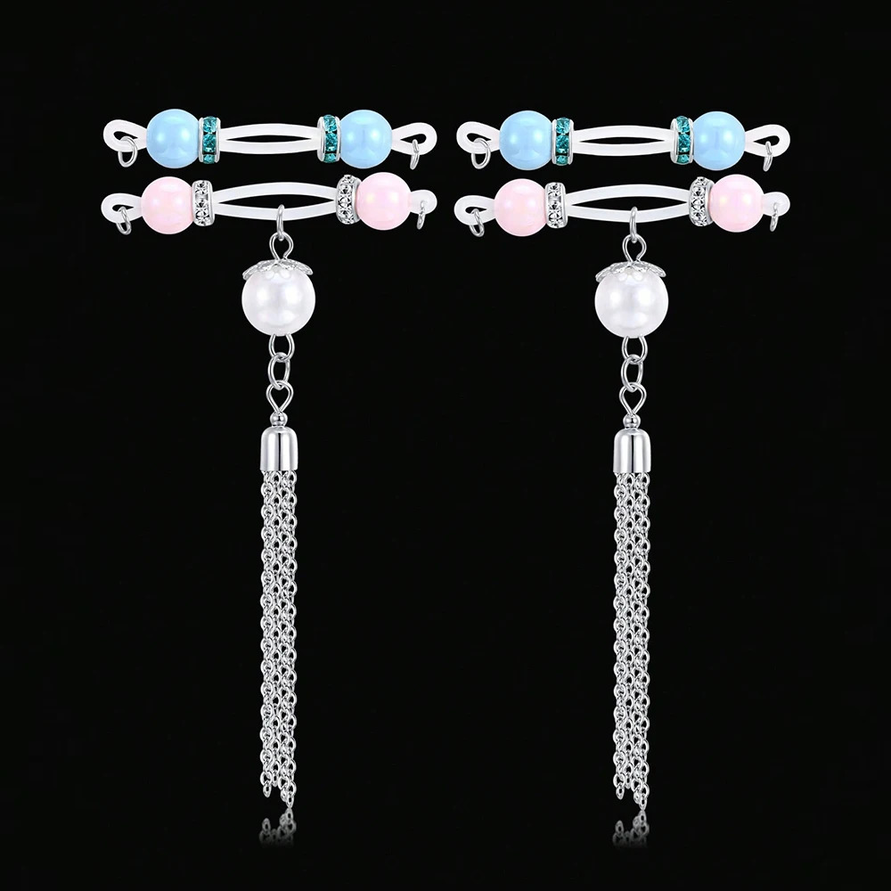 2Pairs Nipple Rings - Adjustable Fit Daily Wear Nipple Nooses - 8mm Candy Beads Nipple Jewelry Faux Nipple Piercing 251224