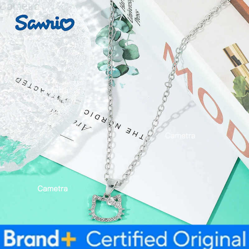 Sanrio Anime Hello Kitty Cartoon Necklace Cute Hollow Out Head Portrait KT Cat Neck Chain for Friend Birthday Accessories Gift H251229