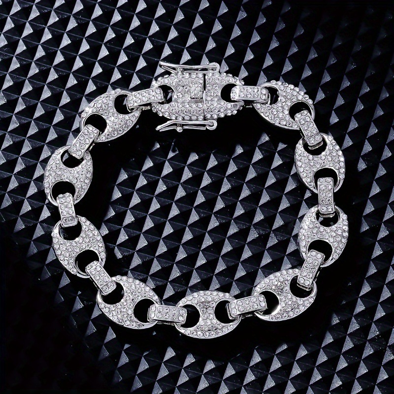 Luxury Brand Designer Jewelry E-Commerce Hot Selling European And American Fashion Hip-Hop Jewelry Coffee Bean Cuban Chain Full Diamond Personality Re