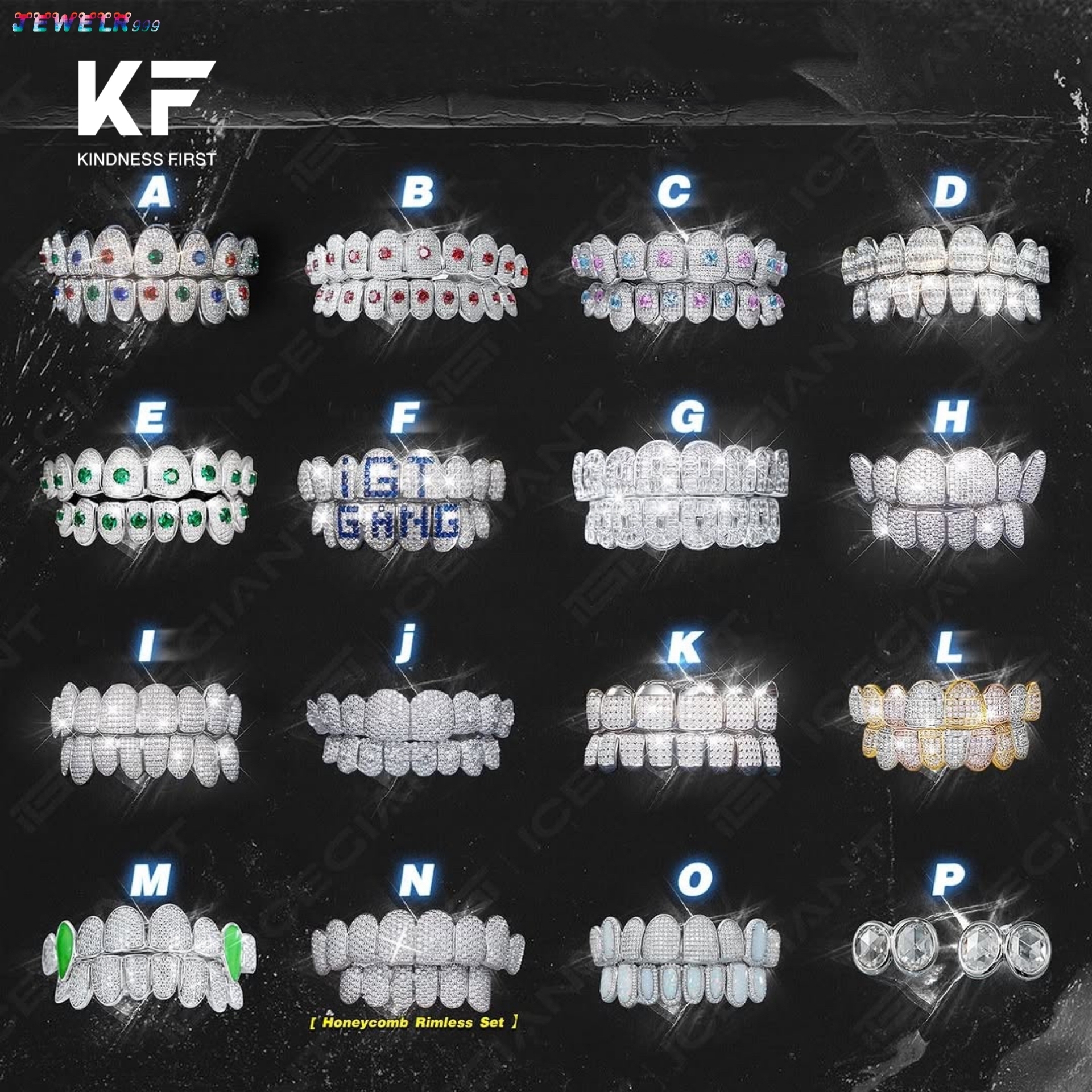 Top Sale 925 Solid Silver Custom Moissanite Grillz Teeth Hip Hop Style Iced Red Stone Passed Diamond Tester High Fine