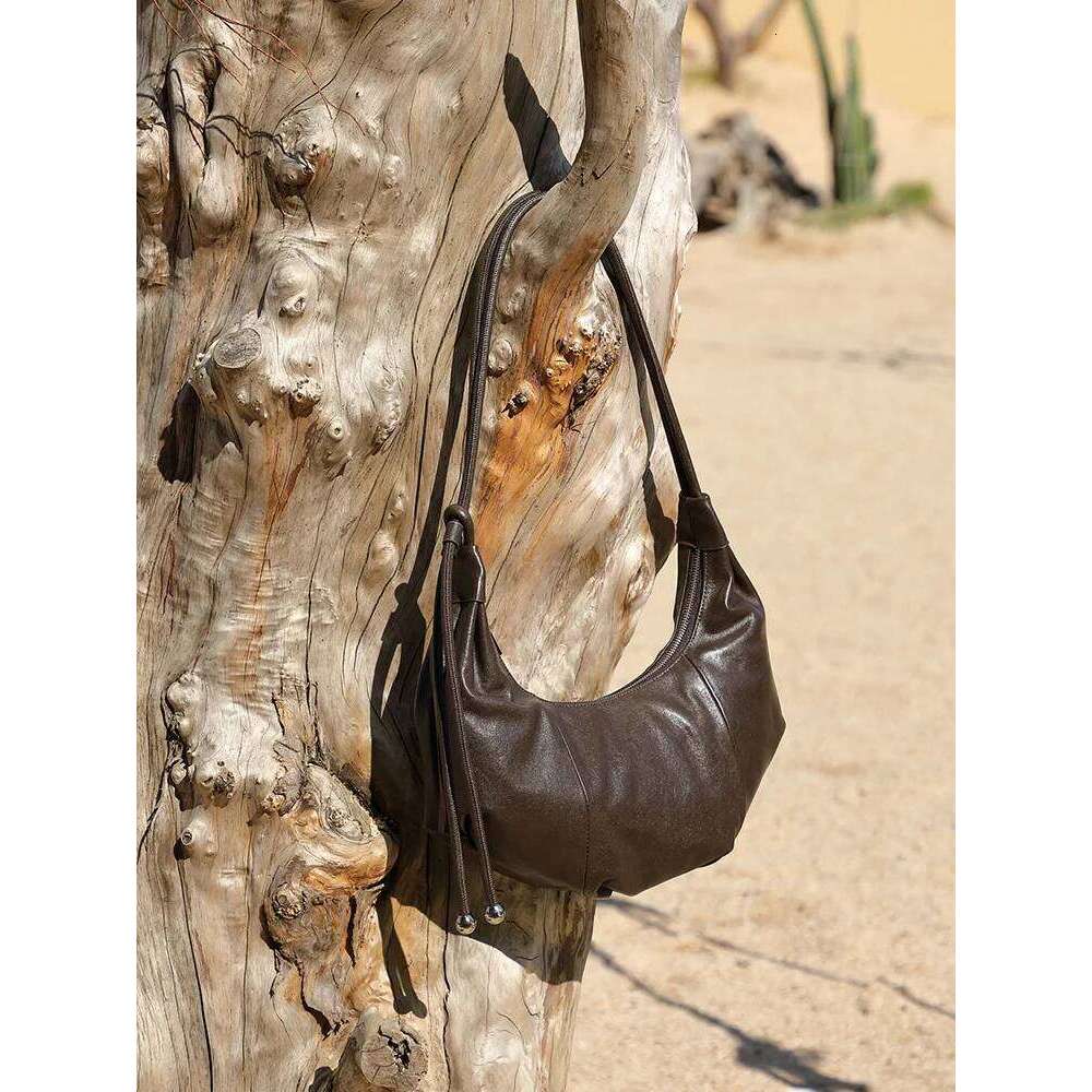 YANATARI Dumpling Leather Soft Leather Large Capacity Minimalist Shoulder Women Female Luxury Moon Bag Handbag Liksusie