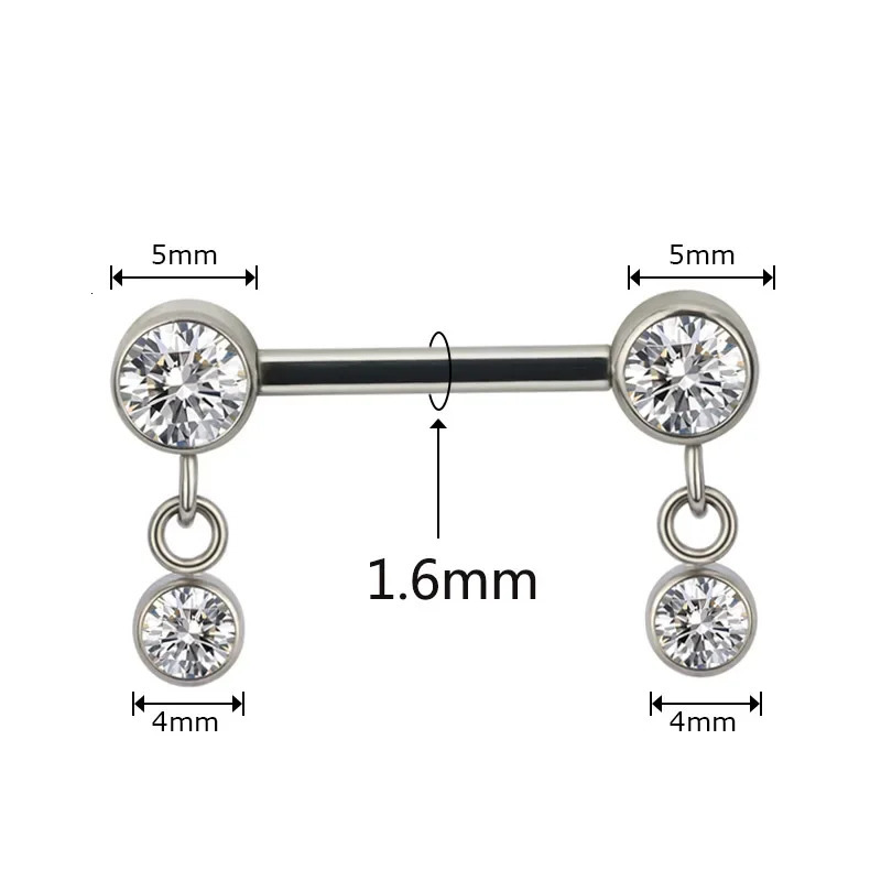 ASTM F 136 Nipple Barbell PIERC Zircon Opal Nipple nails Ring Bar Piercing Internally Threaded Sexy Body Jewelry 14G 251224