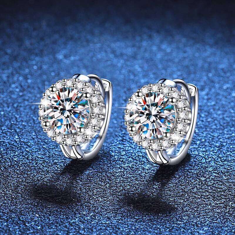 2 CT Real D Color 6.5mm Moissanite Diamond Hoop Earrings for Women Wedding S925 Sterling Silver Plate Pt950 Fine Jewelry a34