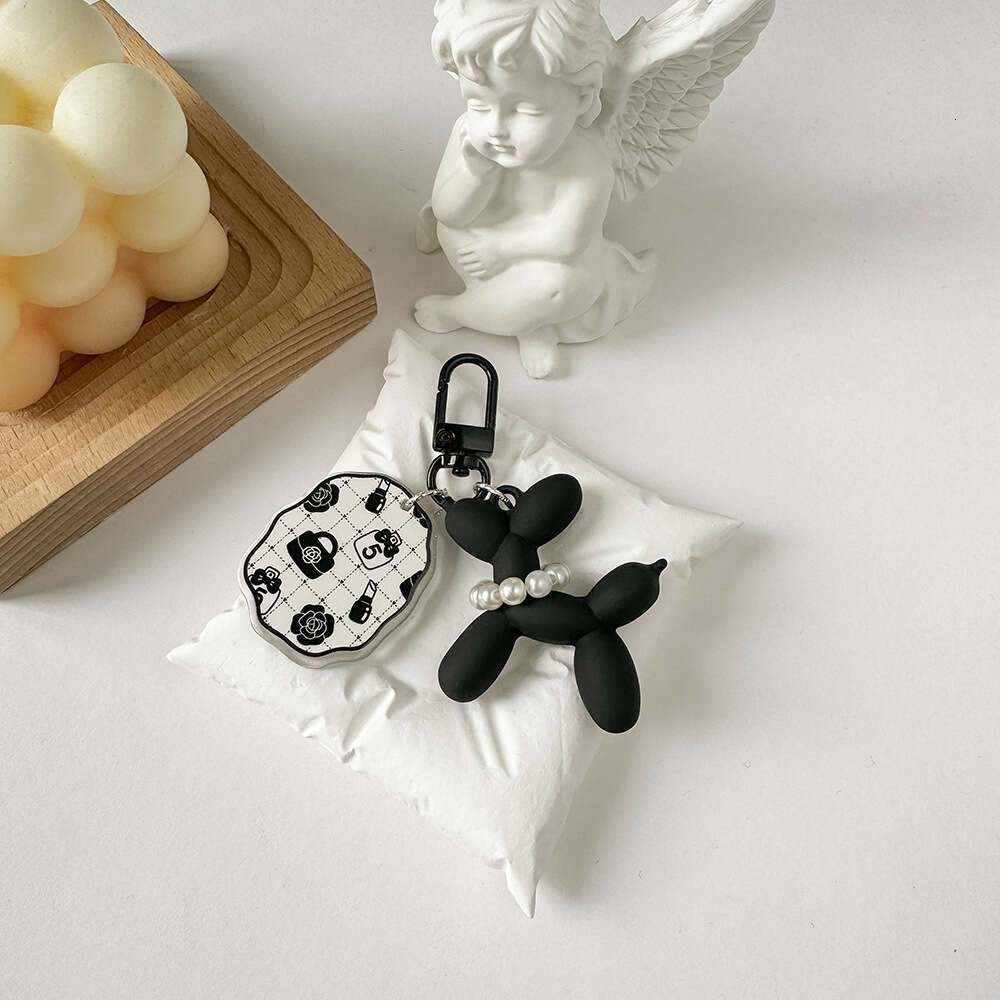 Camellia Pendant Balloon Dog Keychain Keychain Designer Women's Handbag Accessory Car Key Charm