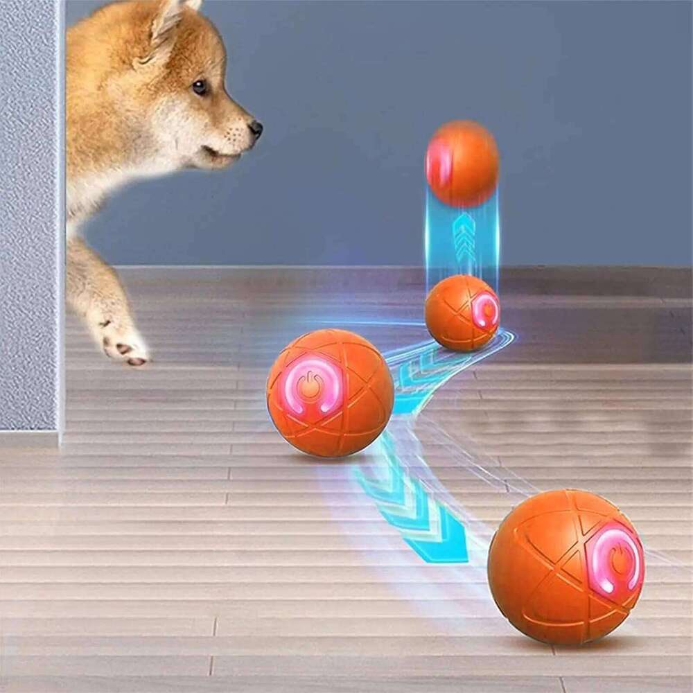 Automatic Rolling - USB Rechargeable Interactive Ball with LED Light, Self-Moving Indoor Play Toy for Puppy Dog