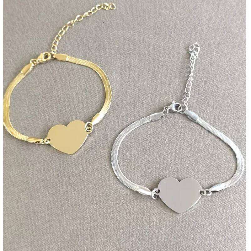 10pcs 304 stainless steel bracelets romantic heart-shaped pendant aesthetic bracelet mirror polish fashion jewelry party gift 25H1229