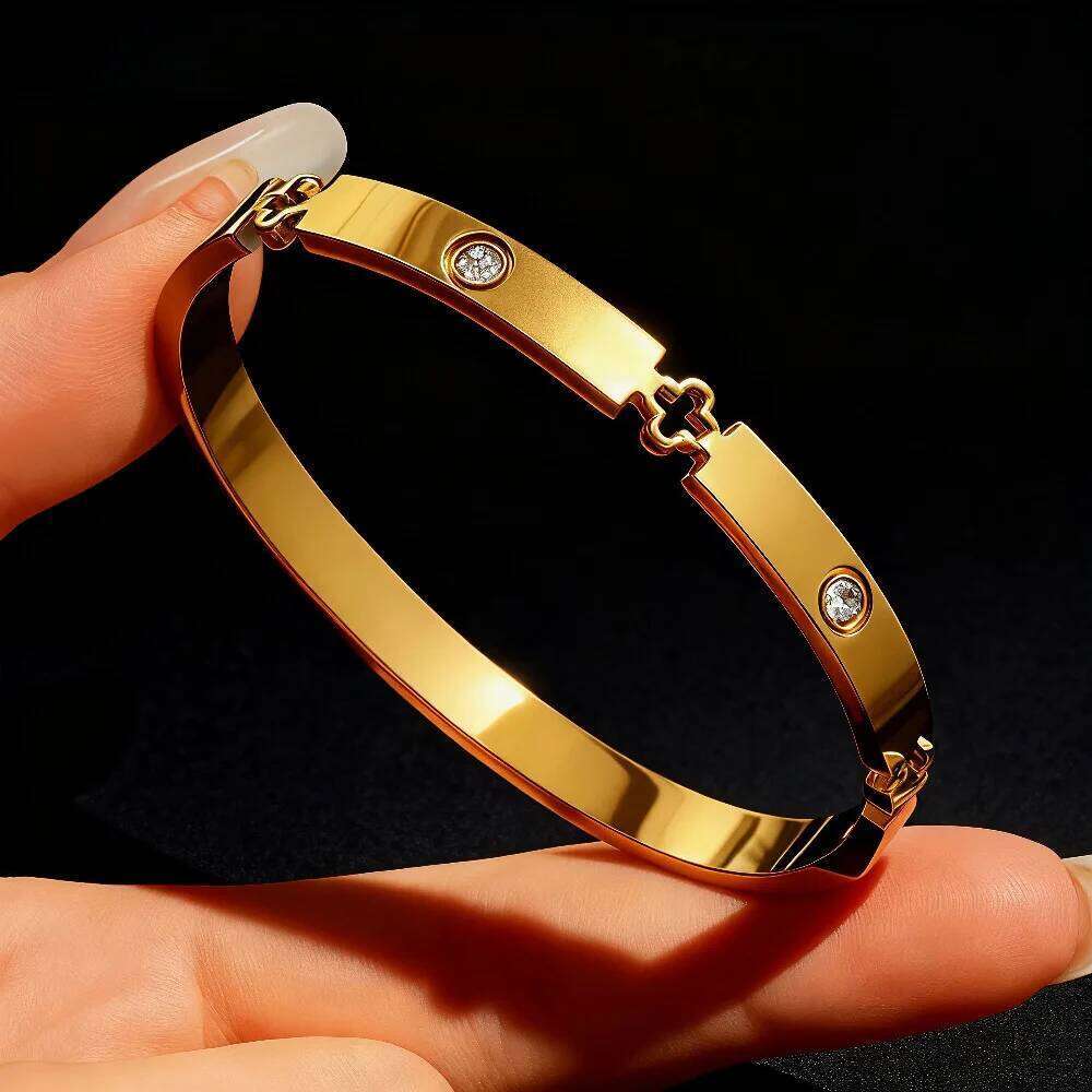 ZAKOL 5/1pcs Creative Stainless Steel Four-leaf Flower Bracelet Set for Women Buling Zirconia Inlaid Fashion Stackable Jewelry