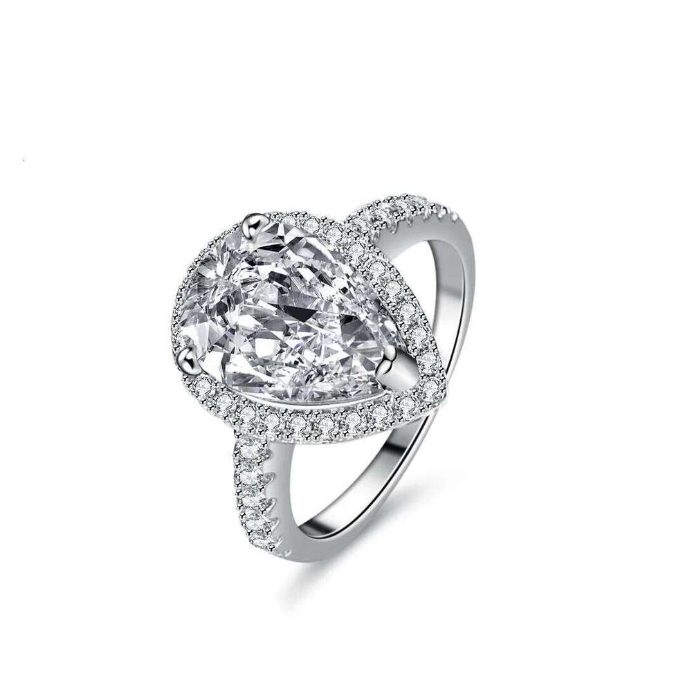 18K gold moissanite for women, set with special-shaped pear-shaped water drop PT950 platinum 4 Ct ring 104