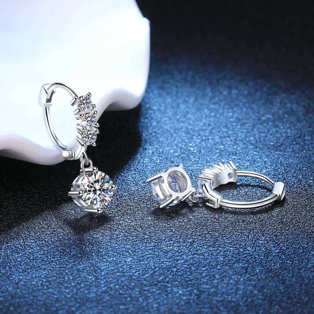 D VVS1 Certified Moissanite Drop Earrings for Women Lab Wedding Fine Jewelry S925 Sterling Silver Diamond Earring 3c8