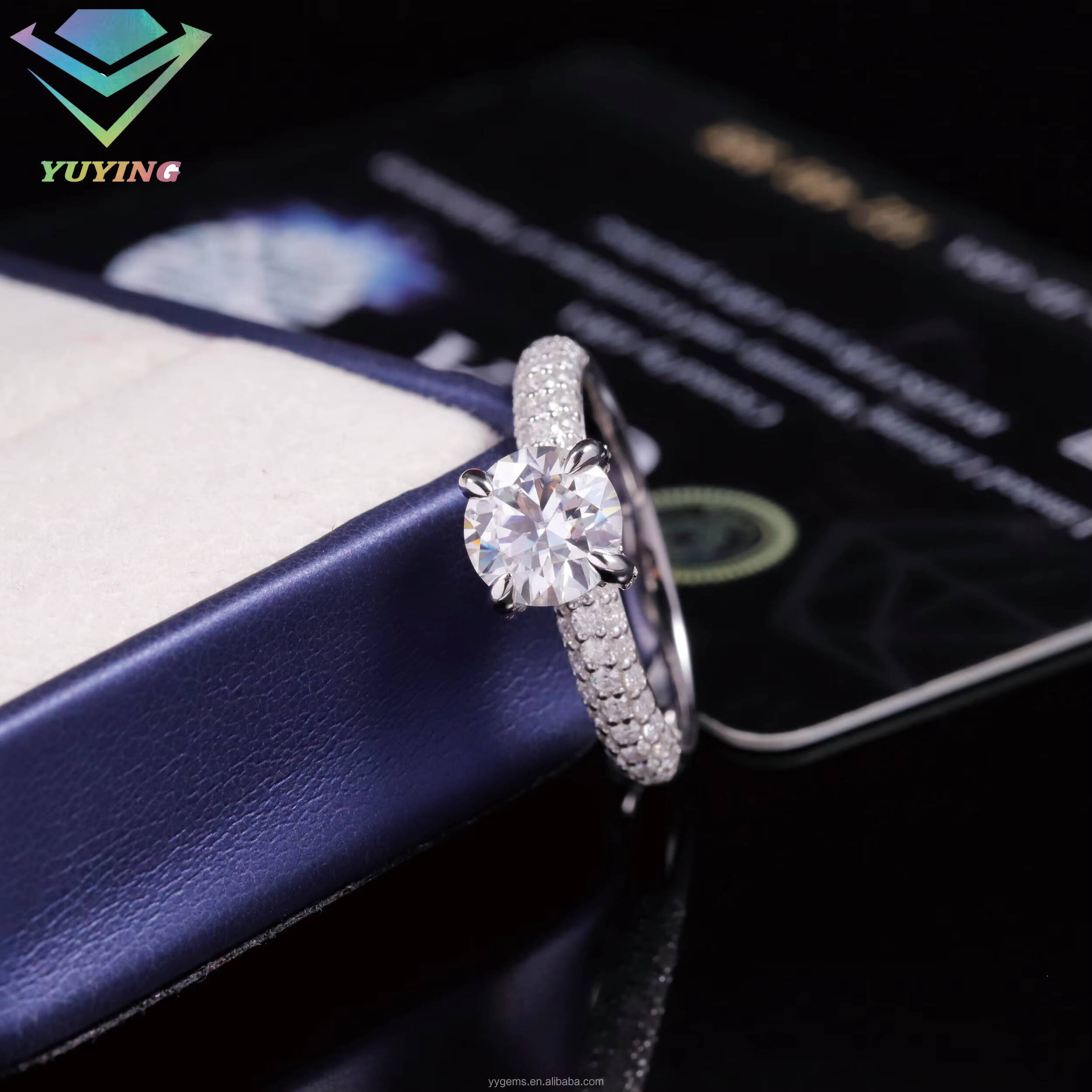 14K Gold 1CT Round Cut VVS Clarity Lab CVD Diamond Wedding Engagement Ring for Women Moissanite Rings