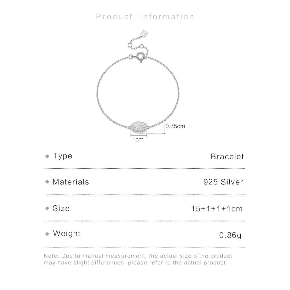 VEWANT Women 925 Sterling Silver Virgin Mary Charm Chain Bracelet Plain 2024 Party Simple Dainty Birthday Gift Jewels 25H1229