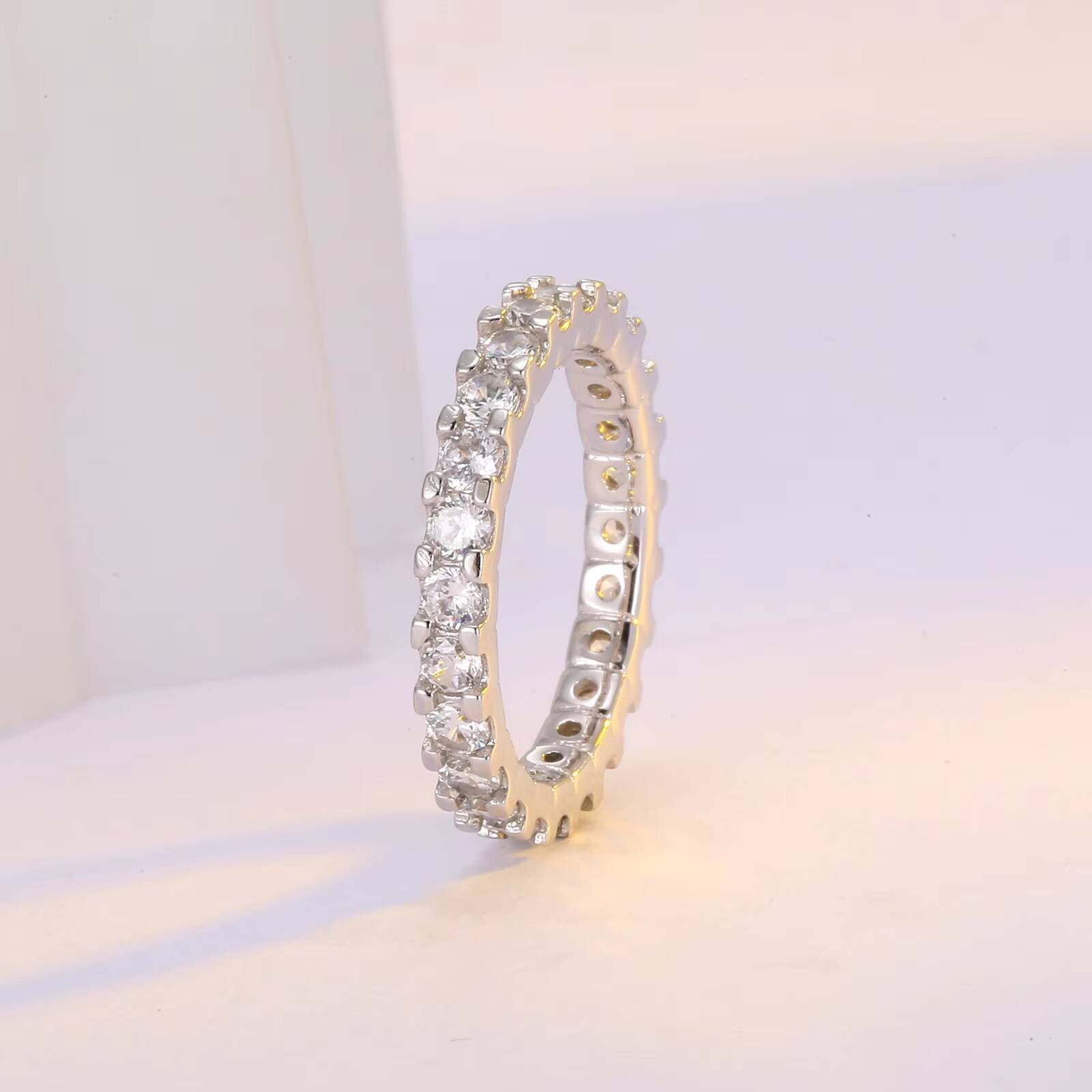 Luxury Fine Jewelry Eternity Band Ring Wholesale 925 Sterling Sliver Gold Filled Rings Mossanite Ring