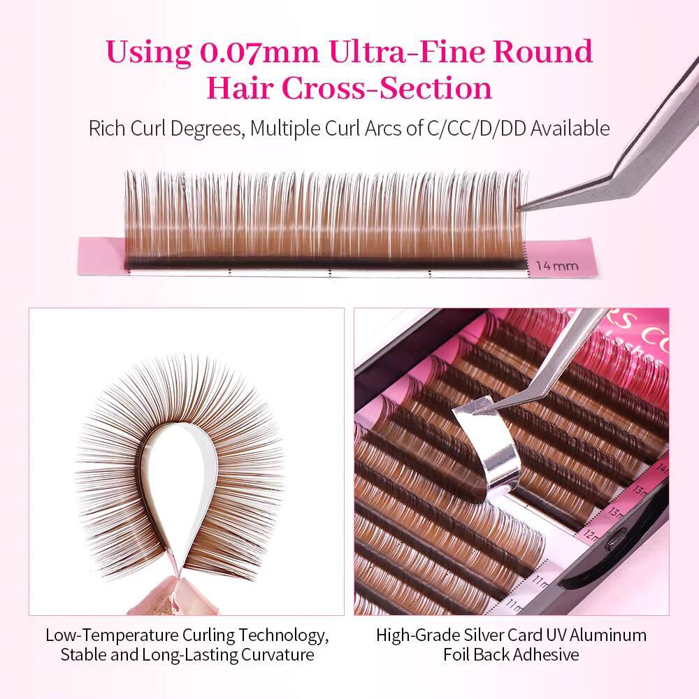 Velvet Matte Dark Black Drown Blank Eyelash Extension Volume Lash Extension Supplies Custom Individual d curl lash clusters