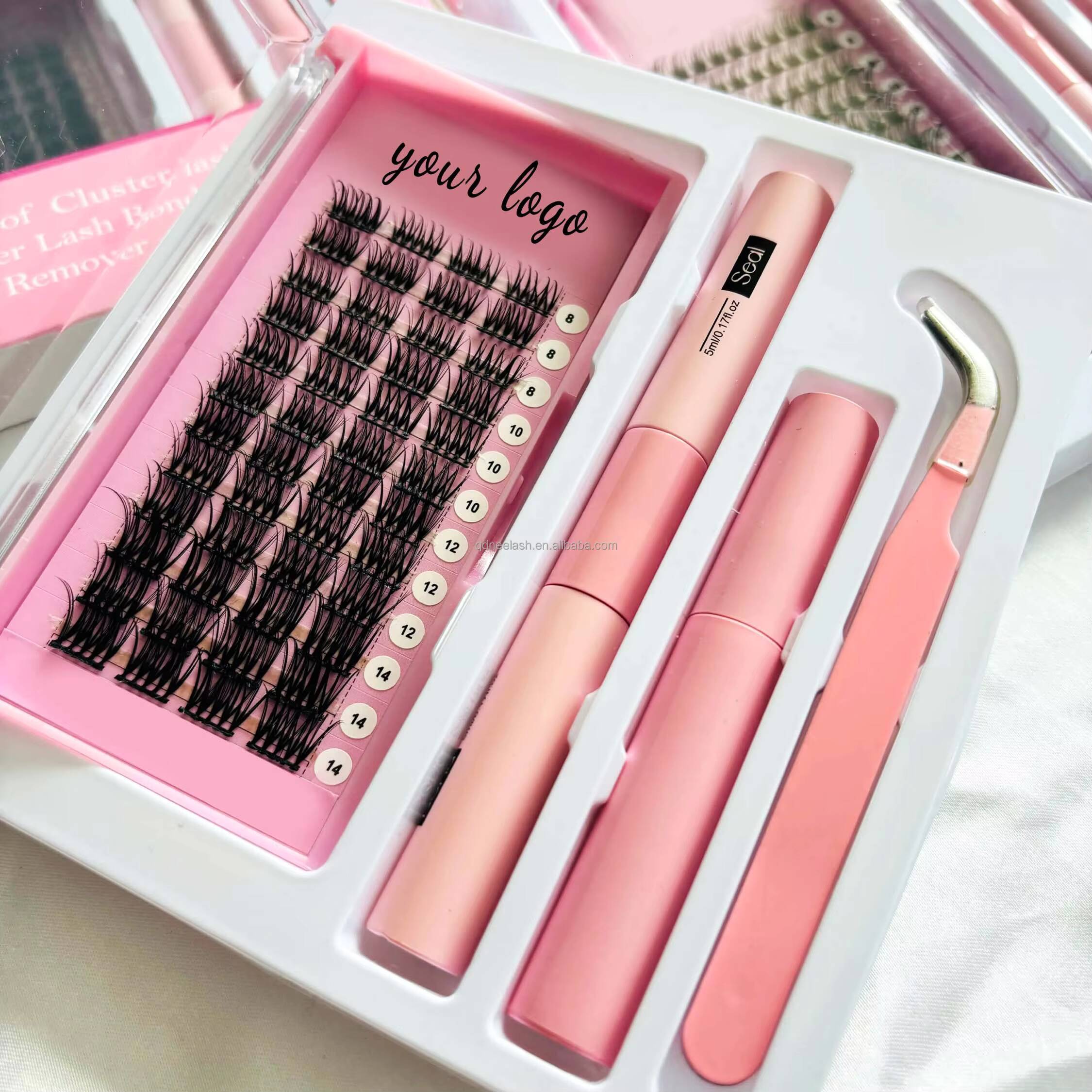 Hot Selling Customizable 3D Fluffy DIY Cluster Kit Soft Band Private Label Eyelash Extensions Segment Lashes