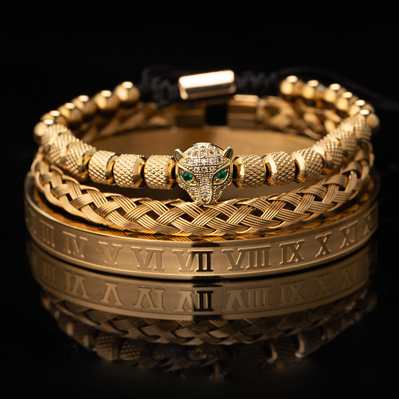 Luxury Brand Designer Jewelry European And American Pineapple Bead Leopard Head Zircon Braided Bracelet Twist Bracelet Roman Numeral Bracelet Set Comb