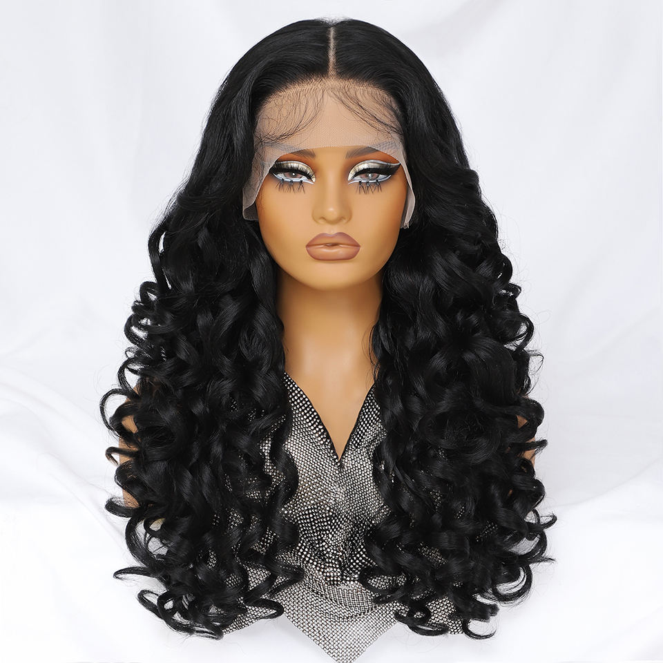 Synthetic Blend Heat Resistant French Curl Blonde Glue Free High Definition Frontal Synthetic Hair Lace Frontal Wig