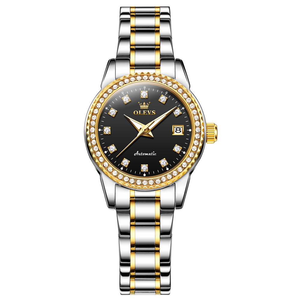 OLEVS Diamond elegant inlaid exquisite waterproof fashionable trendy mechanical watch for women, niche Ins style women's watch