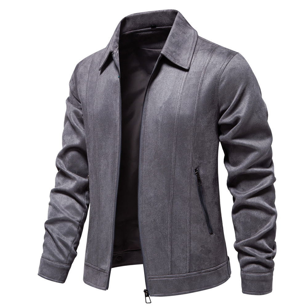 WOZK autumn and winter new style lapel jacket men's trendy men's jacket outdoor men's suede jacket designer