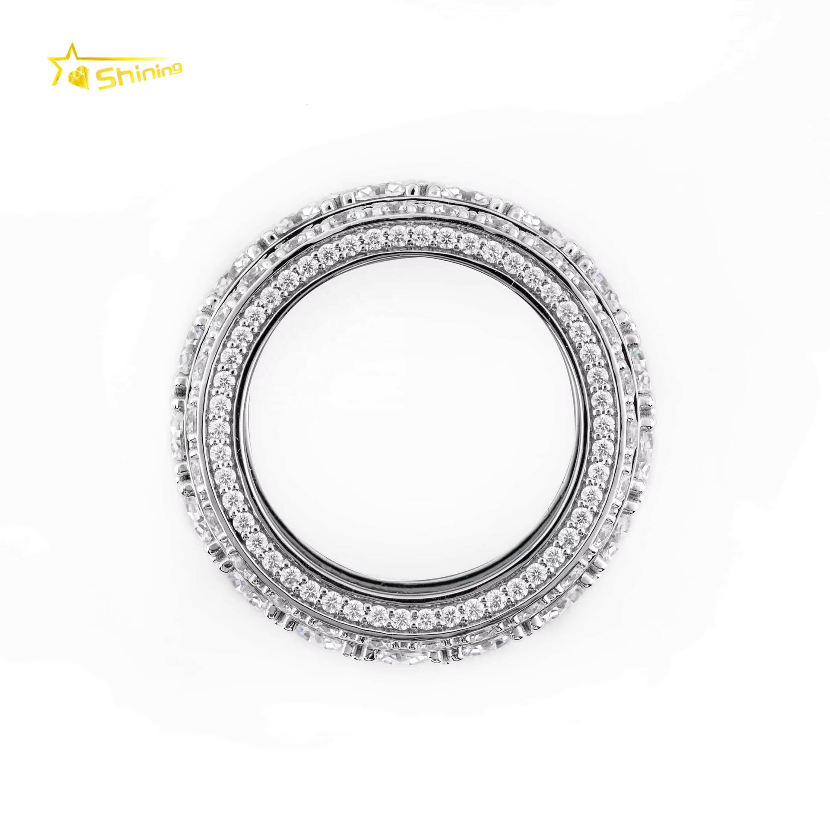 Solid Gold Iced Out VVS Moissanite Diamond Rings Custom Hip Hop Real Gold Hip Hop Ring