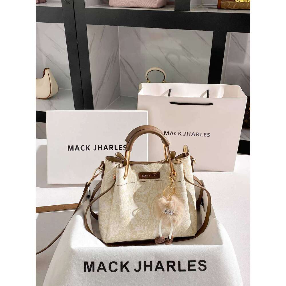 MACK JHARLES Chinese Style Color-Block Commuter Tote 2025 New Bucket Bag High-End Handbag
