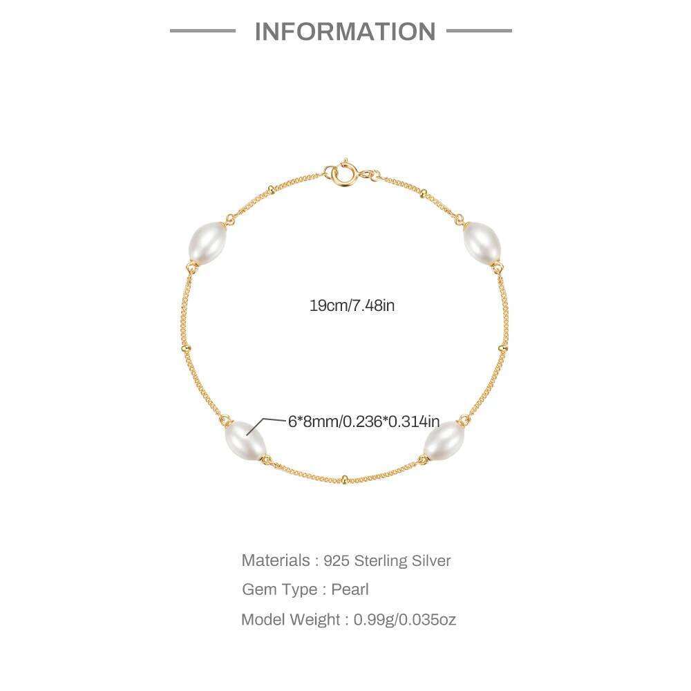 AIDE Genuine 925 Sterling Silver Fashion Snow-White 4 Pearl Bride Bracelet Girlfriend Jewelry For Women 25H1229