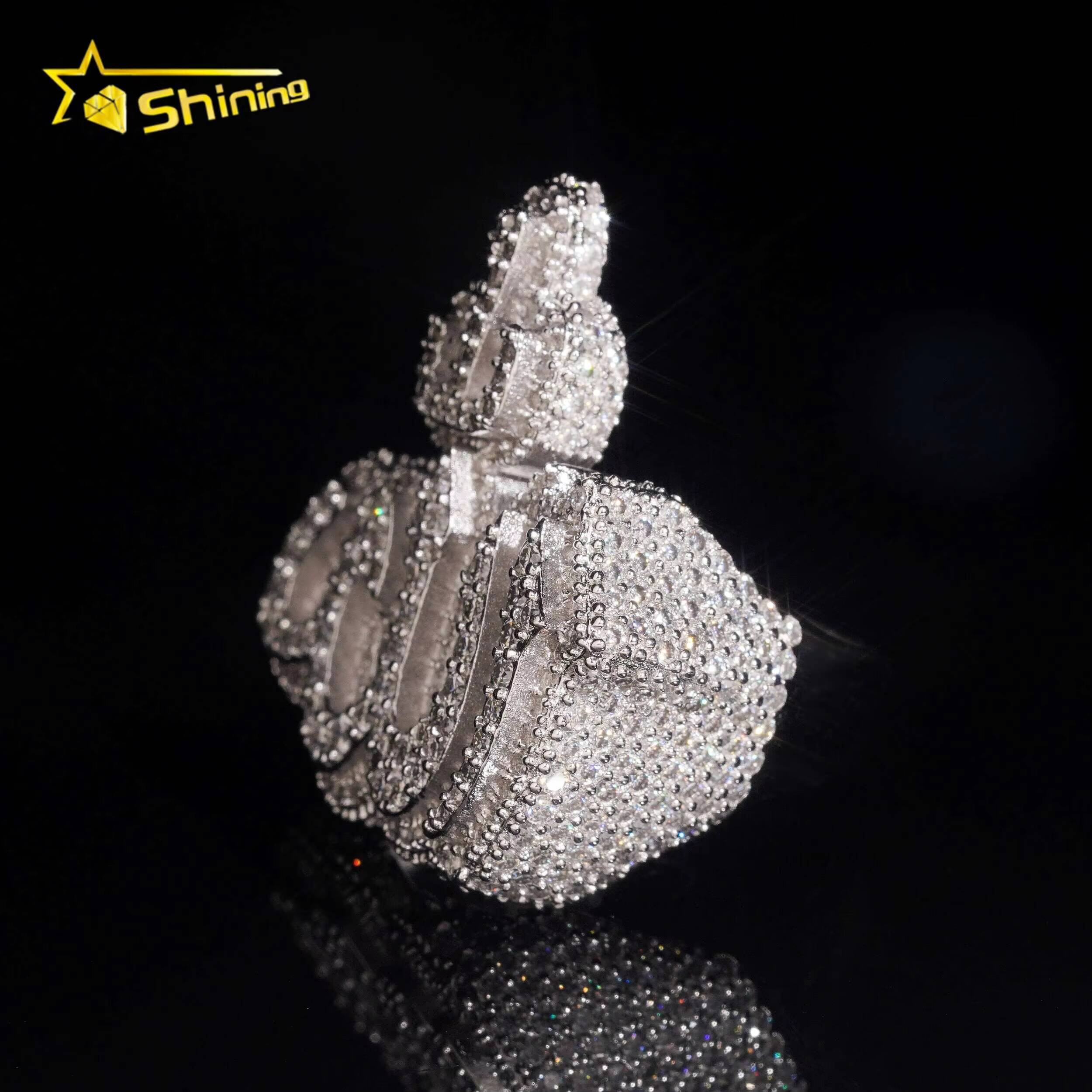 Hot Sale Design Moissanite Mens Ring Pass Diamond Test S925 Gold Plated Hip Hop Iced Out Ring