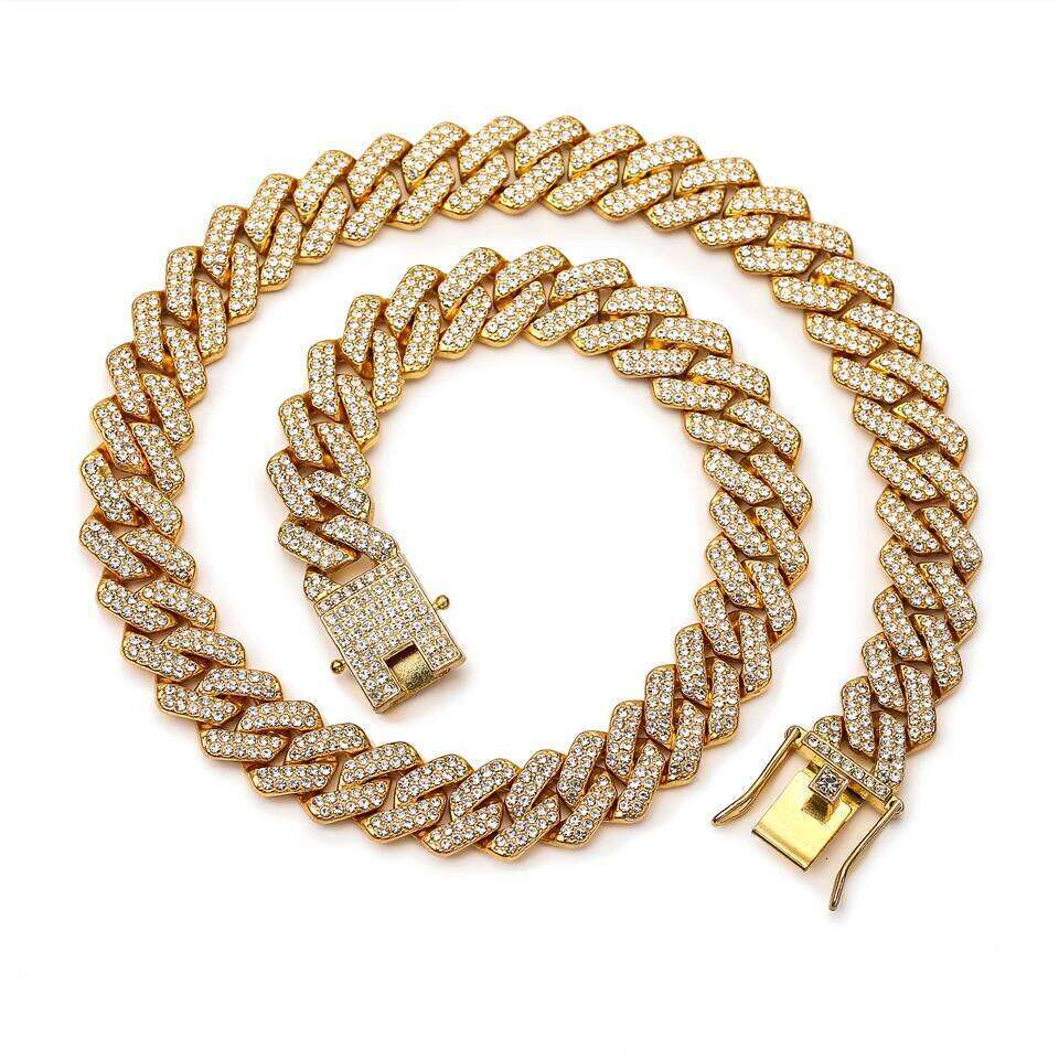 ZAKOL Hip Hop Shiny Cuban Link Chain Necklace Women Men Buling Rhinestone Iced Out Punk Fashion Jewelry Gift