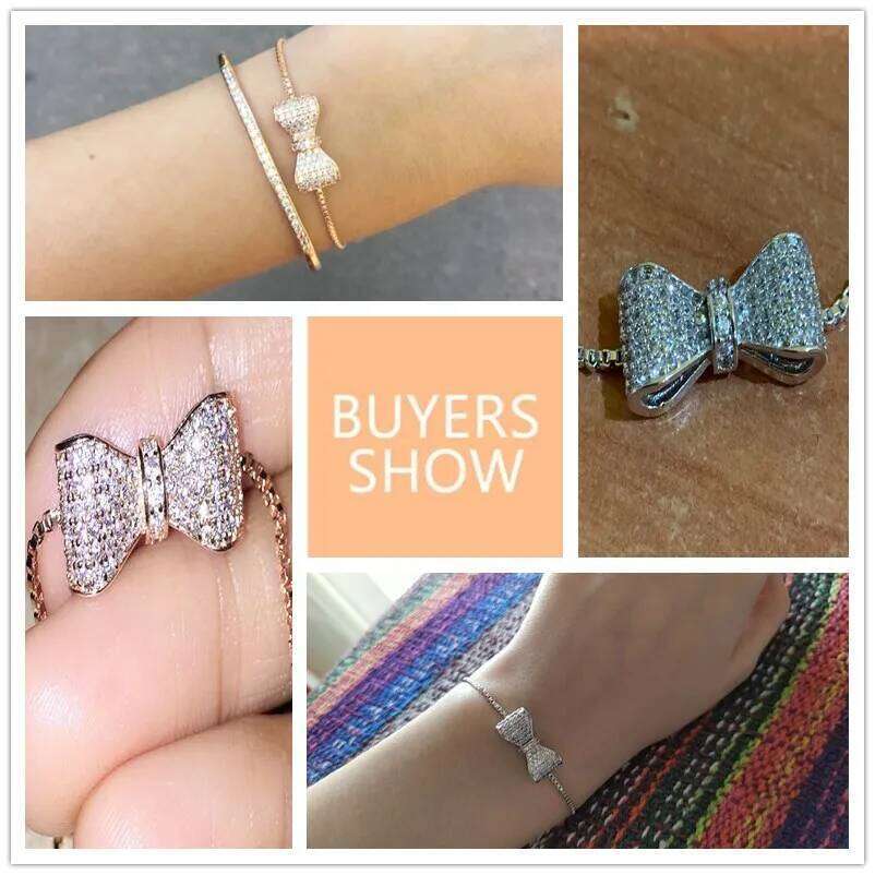 ZAKOL Fashion Bow Zirconia Crystal Adjustable Bracelet & Bangle for Women Brilliant CZ Party Jewelry