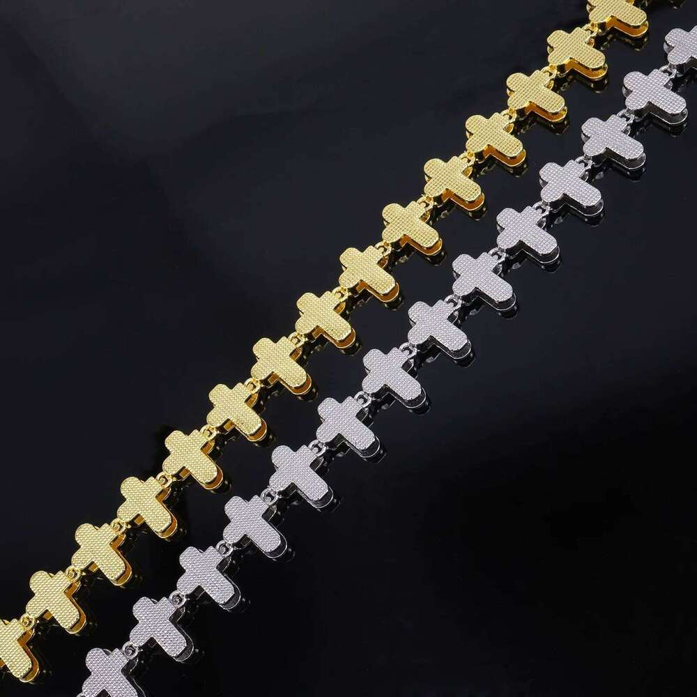 ZAKOL 20/50CM Iced Out Buling Rhinestone CZ Cross Tennis Chain Bracelet Necklace Set Women Men Fashion Hip-hop Rock Jewels