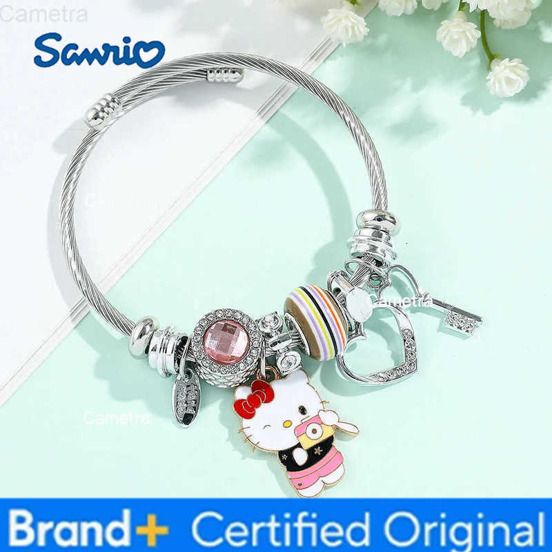 Sanrio Sanrio-Hello Kitty Bracelet Kawaii Anime Jewelry Crystal Beads Sweet Accessories Adjustable Cute Student Festival Gift H251229