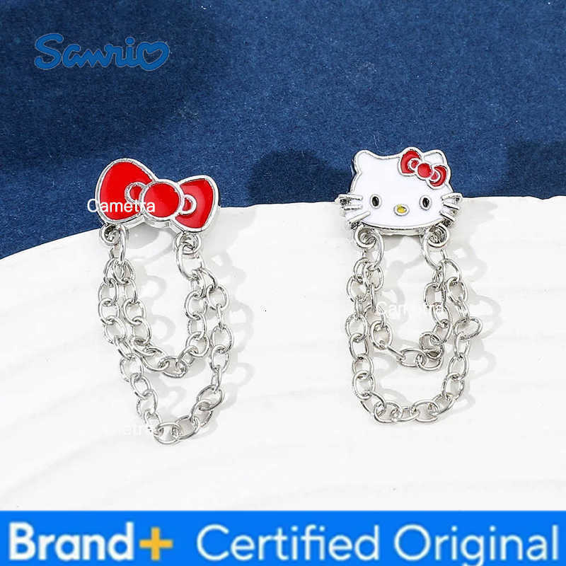 Sanrio Anime Cute Earrings Cartoon Figure Kitty Cat Bow Tie Tassel Ear Studs Earrings for Women Girl Kawaii Accessories H251229