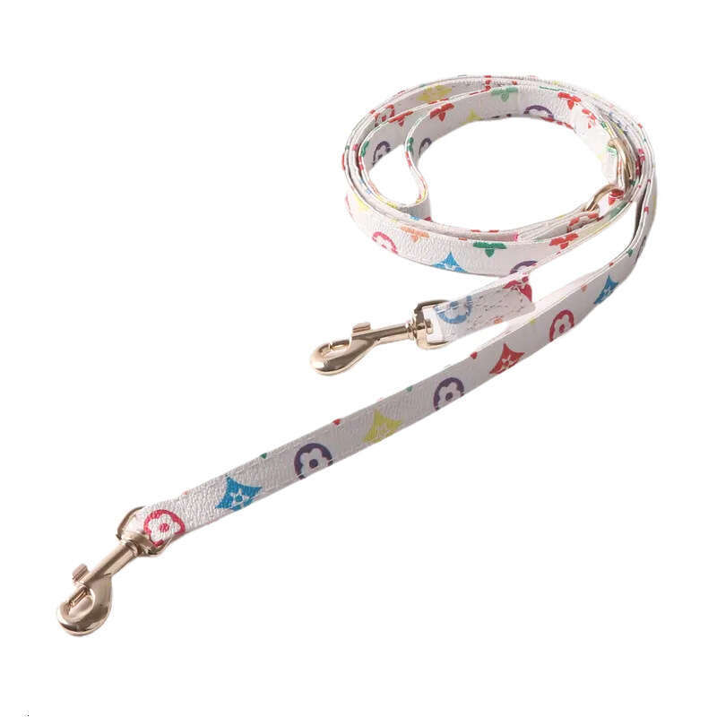 Aminger New Supplies Large PAI Old Flower PU Pet Harness Set Inner Side Suede