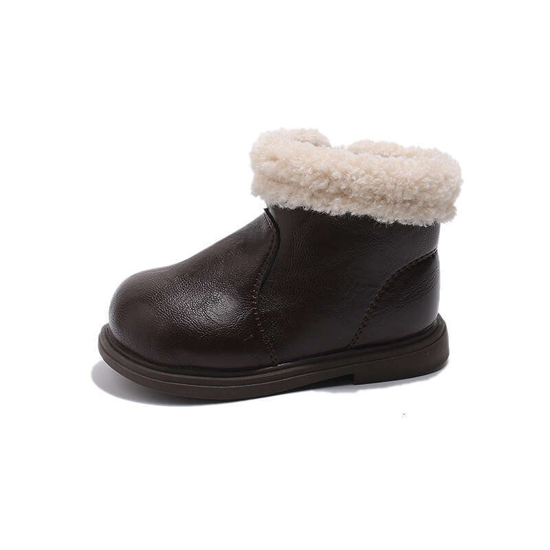 ins Children's British Style Martin 2024 Winter New Korean Version Girls' Fashion Short Thick Sole Fleece Cotton Boots