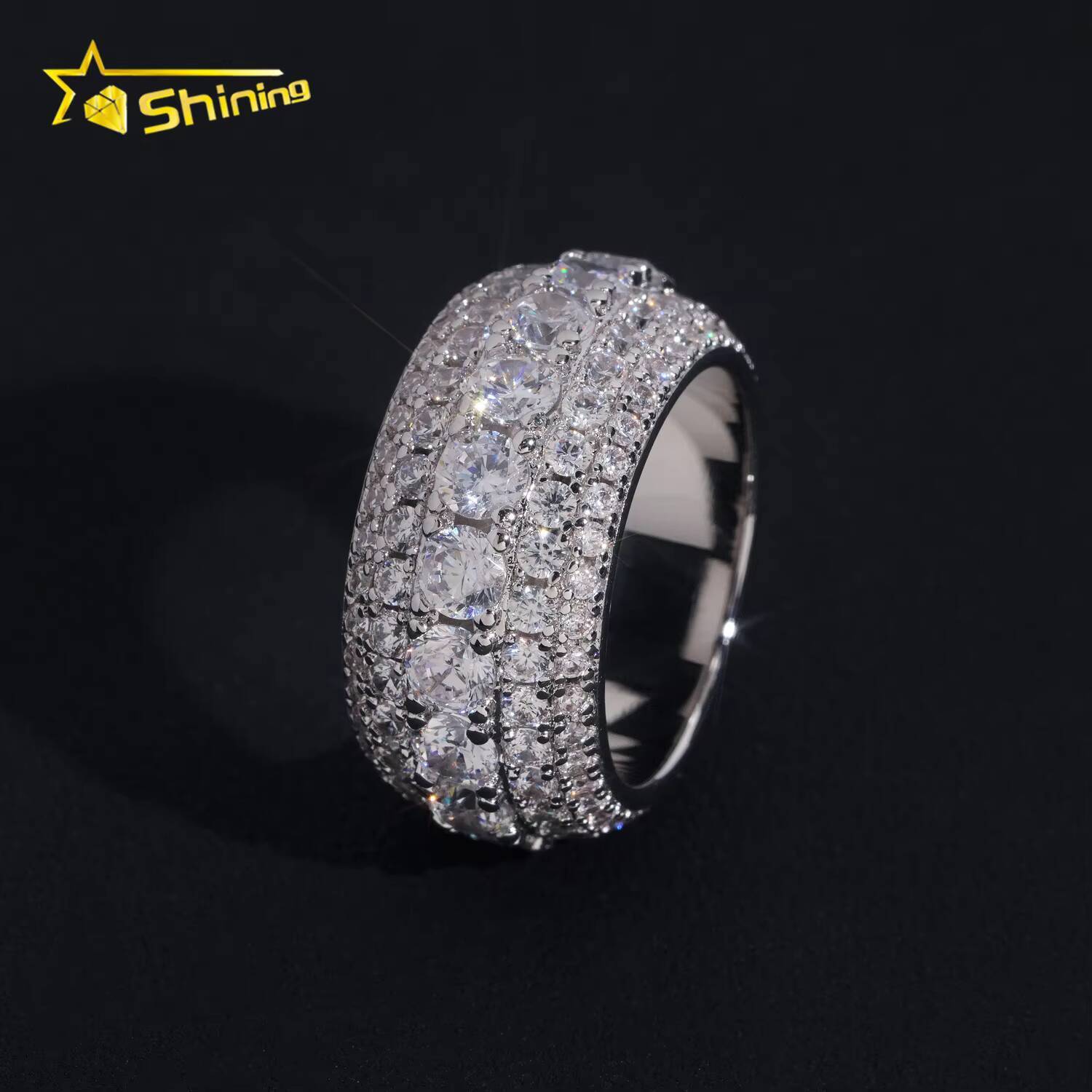 Ready to Ship Men Hip Hop Fully Iced Out CZ Diamond Ring Fashion Jewelry Rings Brass Zircon Engagement Ring