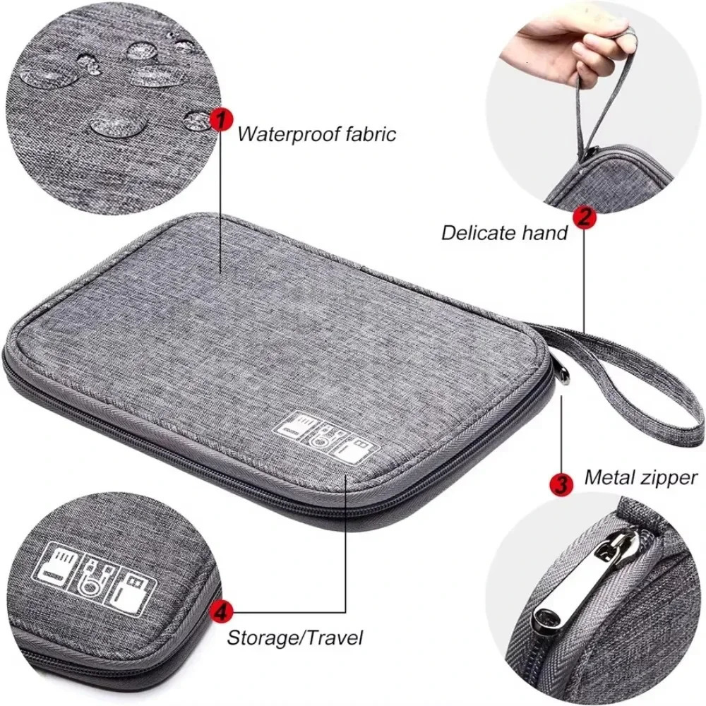 Travel cable storage bag portable waterproof digital electronic storage bag USB data cable charger plug storage bag cable storag 251224