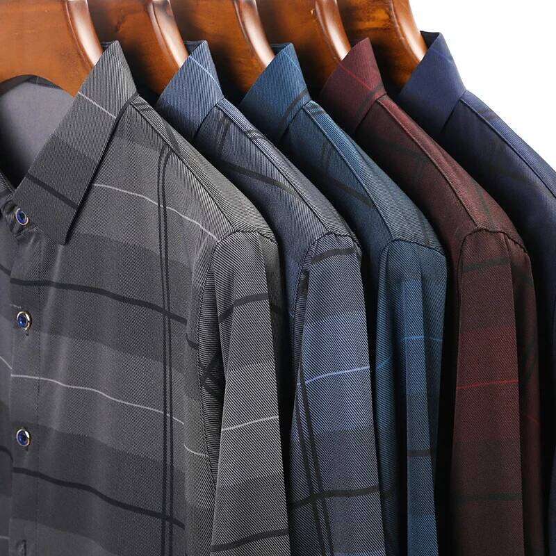 New Men's Casual And Fashionable Long Sleeved With Printed Anti Wrinkle Business Shirt