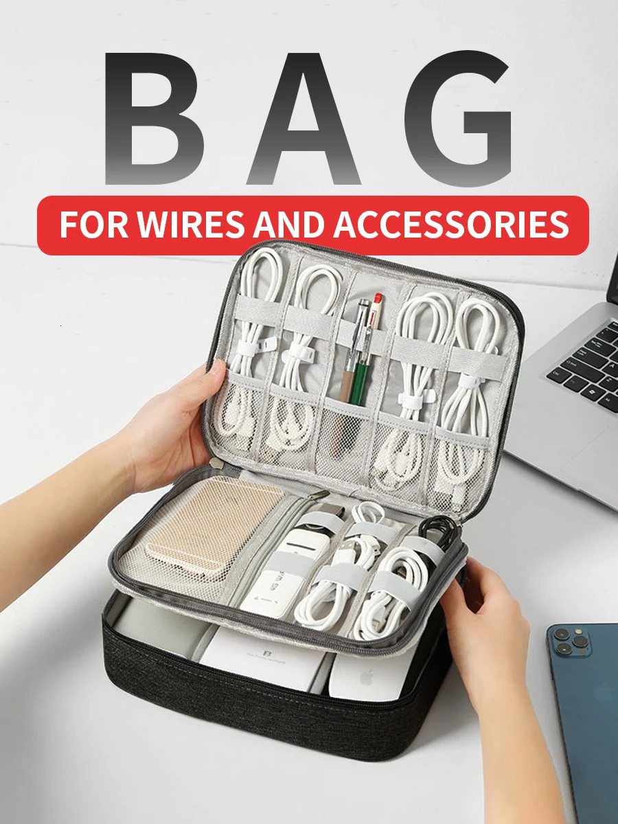 Cable Storage Bag Waterproof Digital Electronic Accessories Organizer Portable Travel Cable Organizer Case for cable Charger 251224
