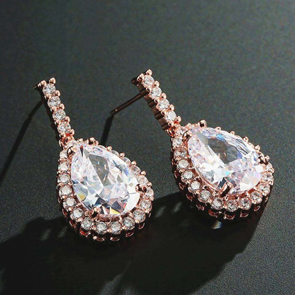 ZAKOL Brand Classic Water Drop Pear-shaped Cut Zircon Stud Earrings Shining Crystal CZ Bride's Earring Wedding Jewelry