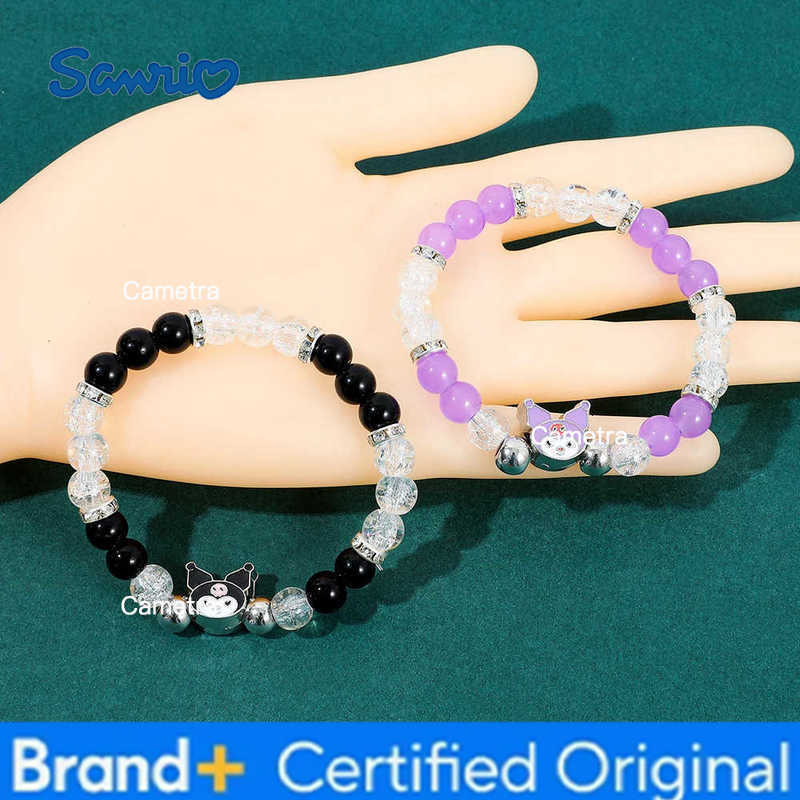 Sanrio Kawaii Kuromi Beaded Bracelet Charm Creative Character Jewelry Accessory for Girls and Women Unique Gift H251229