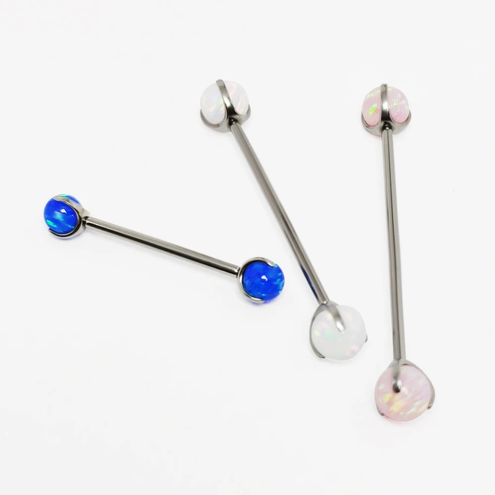 G23 opal Barbell Balls Ring Lip nipple piercings Tongue Daith Helix 16G Straight Tragus Piercing Stud Ear Body Jewelry 251224