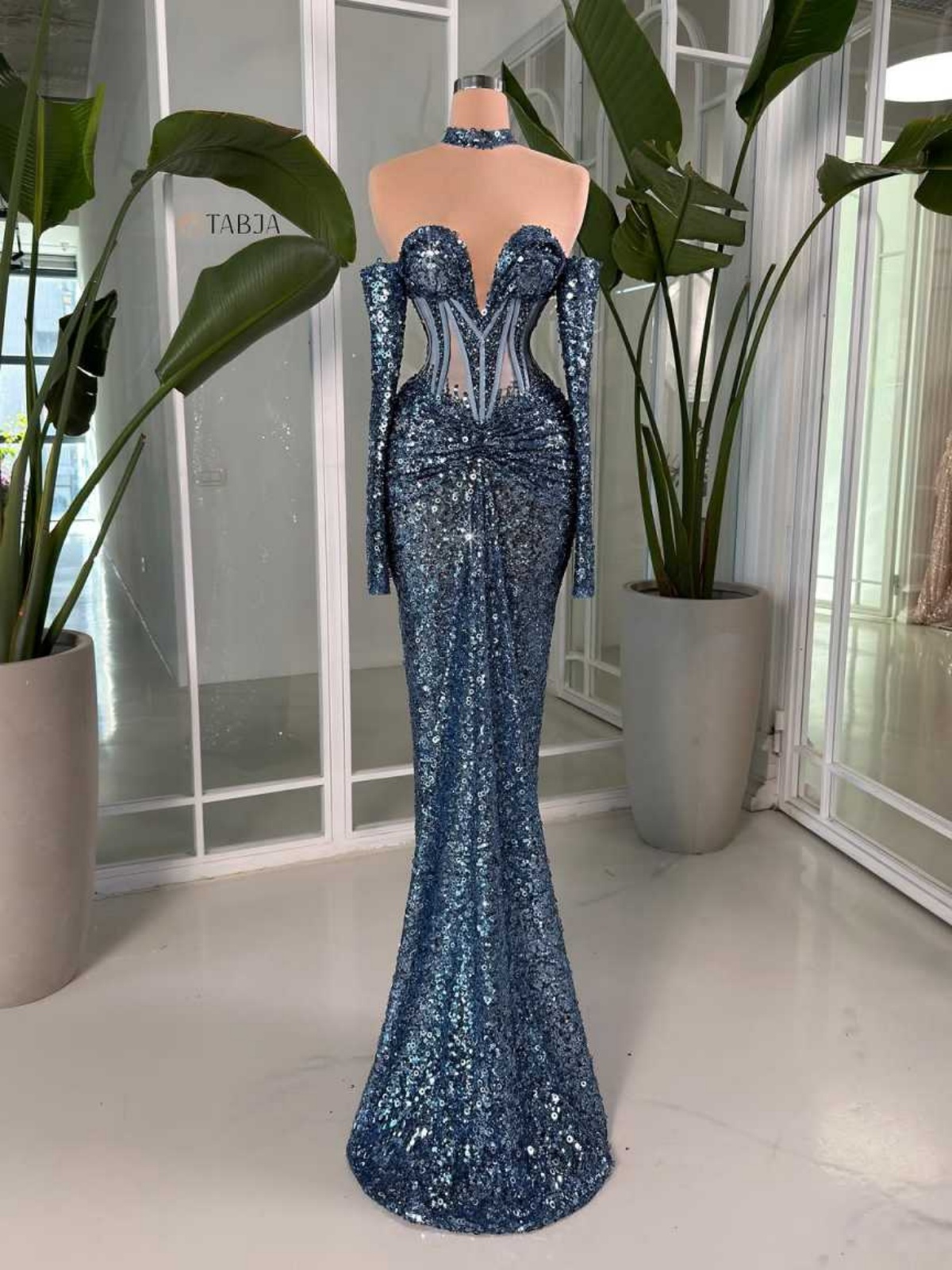 Charming Evening Dress Sweetheart Long Sleeve Sparkle Sequin Floor Length Prom Celebrity Gown Vestido De Novia Customized
