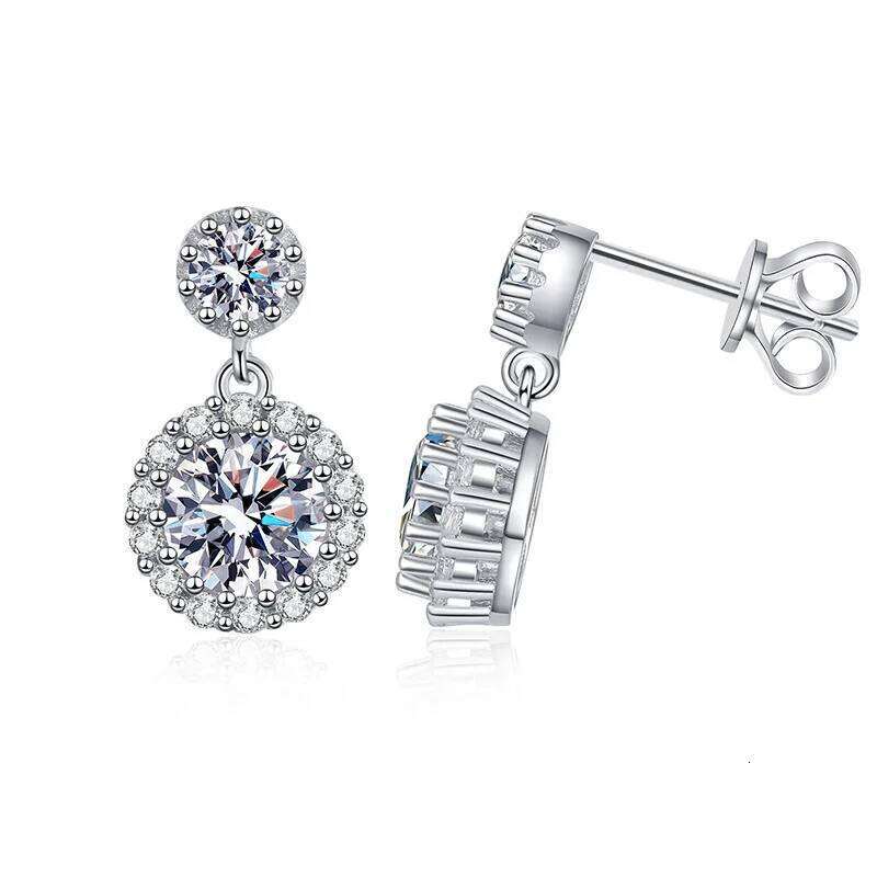 1ct Moissanite Earrings for Women S925 Sterling Sliver 18k White Gold Plated Diamond Drop Earring Gifts with Certificate 172