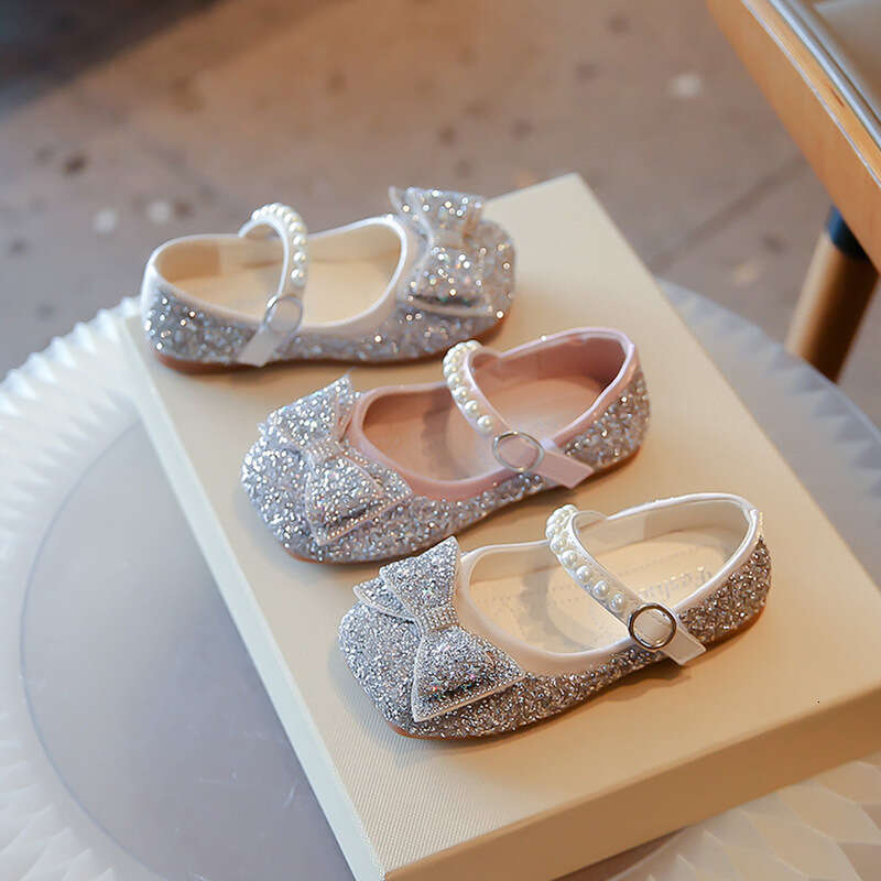 2025 Spring and Autumn New Children's Crystal Wholesale Cute Bow Fashion Single Girls' Princess Shoes
