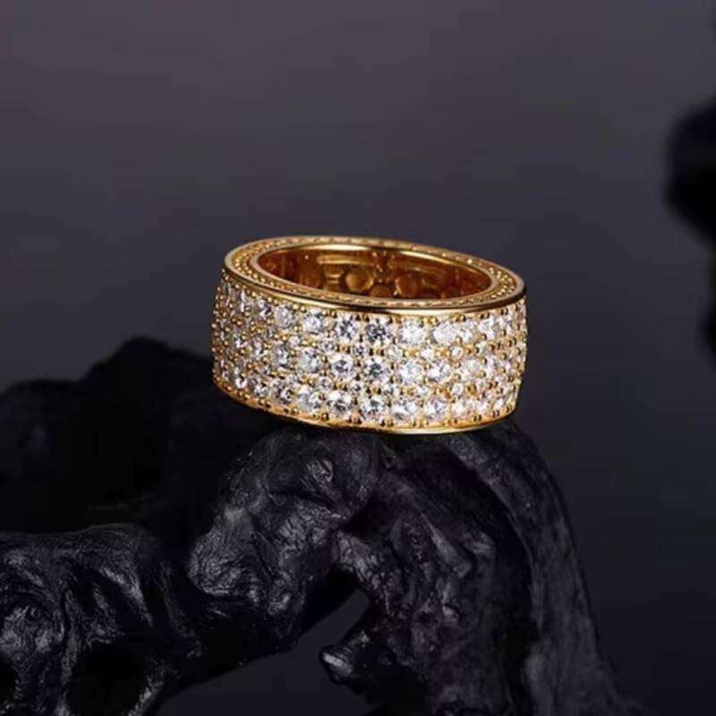 Classic Iced Out Moissanite Men Ring Gra Certified S925 Sterling Silver Gold Plated Hiphop Moissanite Ring